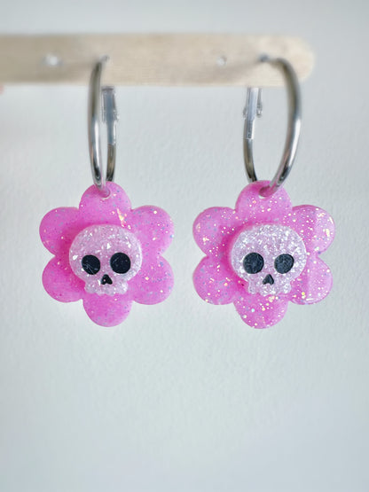 Cute Layered Skull Flower Dangly Charm Mold Dangle Earring Mold for Hoops