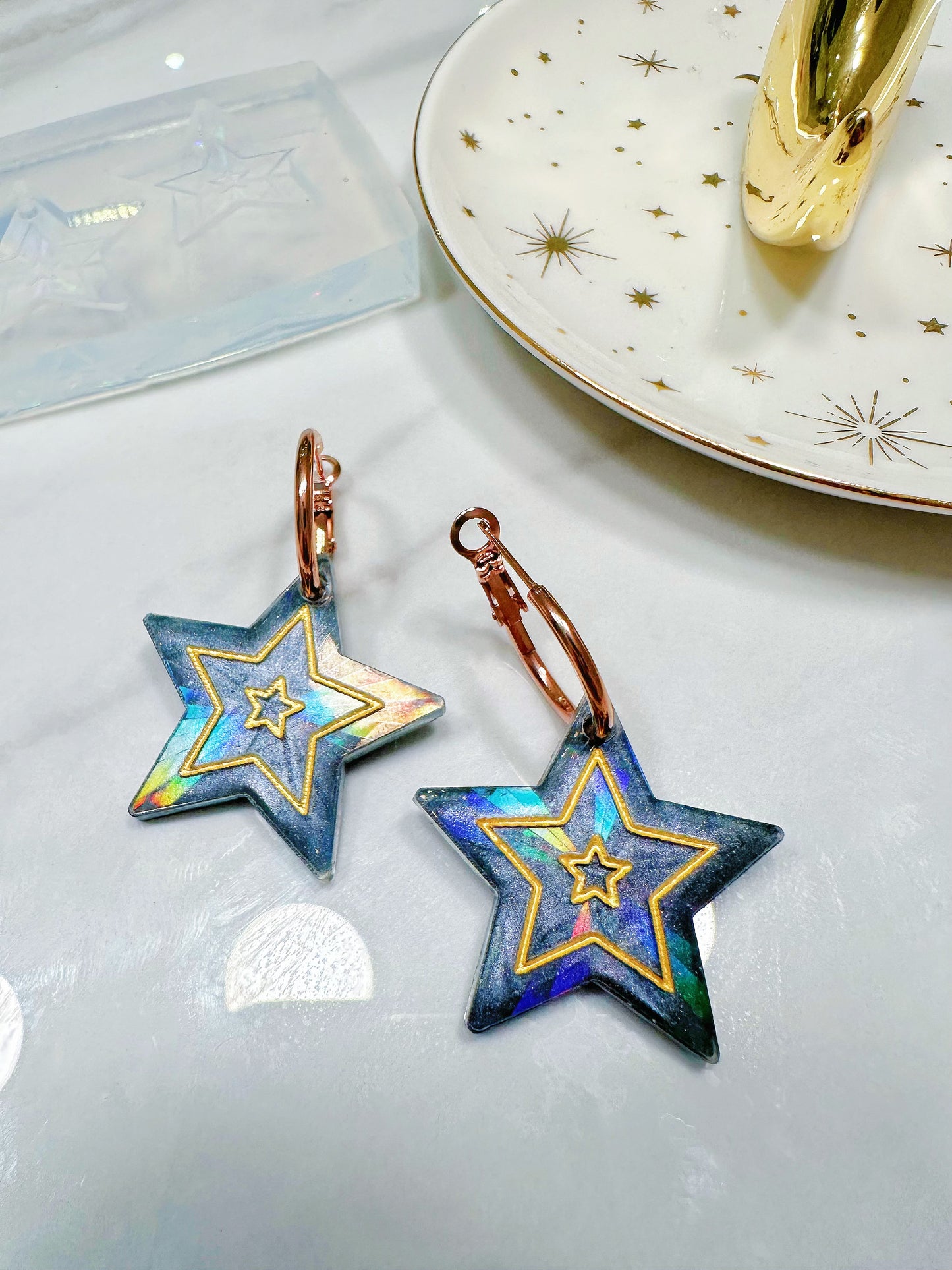 Holographic Starburst Dangle Earring Mold for Hoop Charms