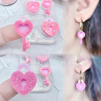 Small Love Lock and Key Earring Mold