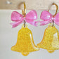 New Size Predomed Small Jingle Bell with Ribbon Bow Dangle Earring Mold