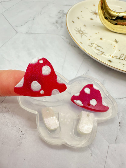 Small Engraved 2-part Mushroom Dangle Earring Mold