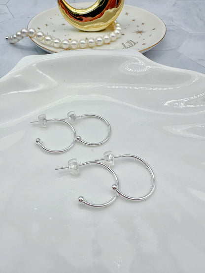 S925 Silver Plated Semi Hoop Earring Findings