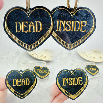 Large Dead Inside Heart Dangle Earring Mold for Hoops