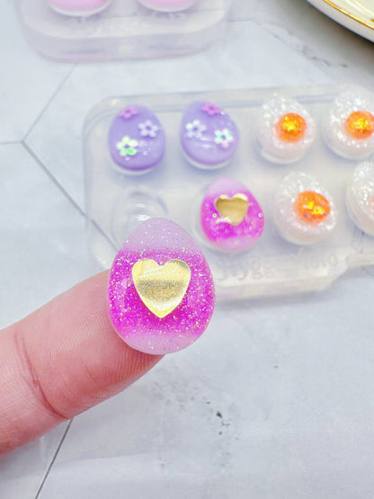 Pre-domed Egg Stud Earring Mold Hoop Charm Easter Clear Silicone Mold for Resin