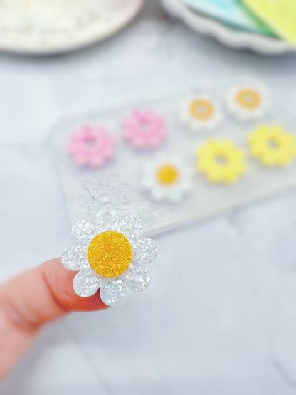 Flower Power layered Daisy Flower Dangle Drop Earring Mold