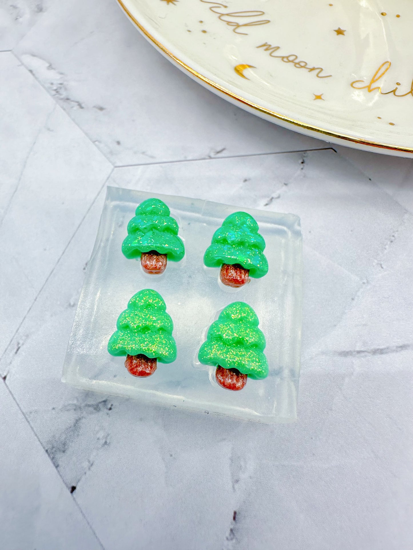 Mini 3D Christmas Tree Stud Earring Mold