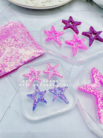 Large/Small Wonky Star Open Star Silicone Mold for Resin Earrings Celestial