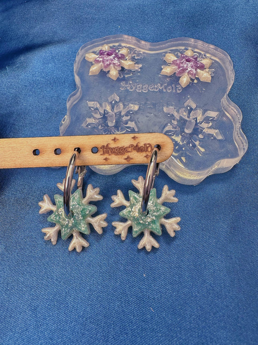 Small Layered Winter Wonderland Snowflake Hoop Spinner Earring Mold