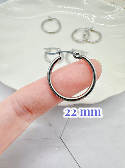 8 Pcs 18/20/22mm 316L Surgical Steel Hoop Earring Findings