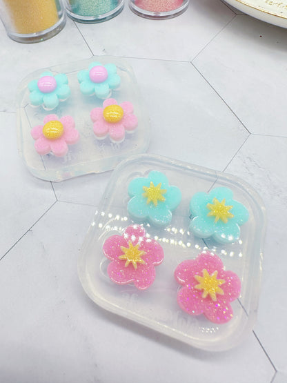 Mini Organic Shaped Cherry Blossom Flower Stud Earring Mold