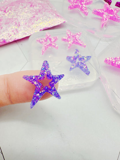 Large/Small Wonky Star Open Star Silicone Mold for Resin Earrings Celestial