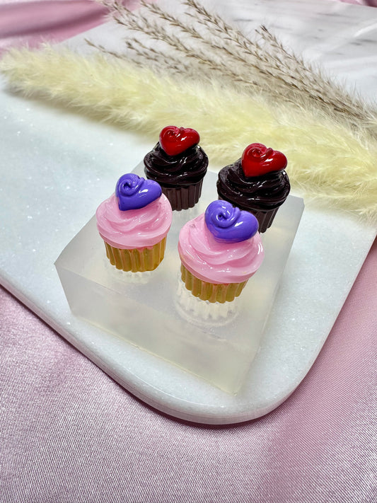 Clear Silicone Mold for Polymer Clay Resin Heart Cupcake Muffin Earring Mold