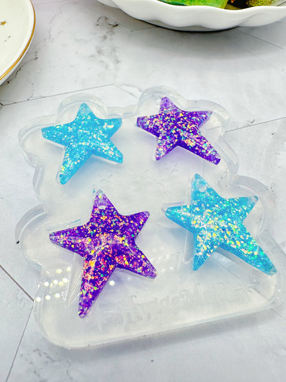 3cm Pre-domed Wonky Star Dangle Earring Silicone Mold for Resin Earrings Celestial