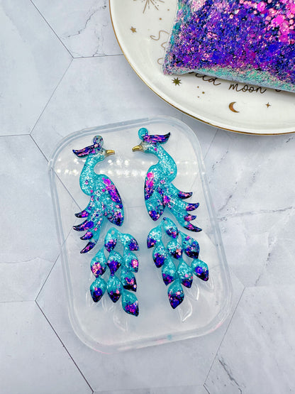 Elegant Peacock Dangle Earring Mold Clear Silicone Mold for Resin