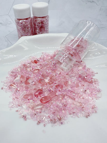 Rose Crushed Glass & Glass Bead Mix