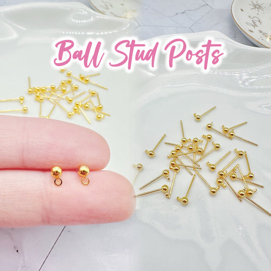 High Quality Gold-plated Ball Shape Earring Posts