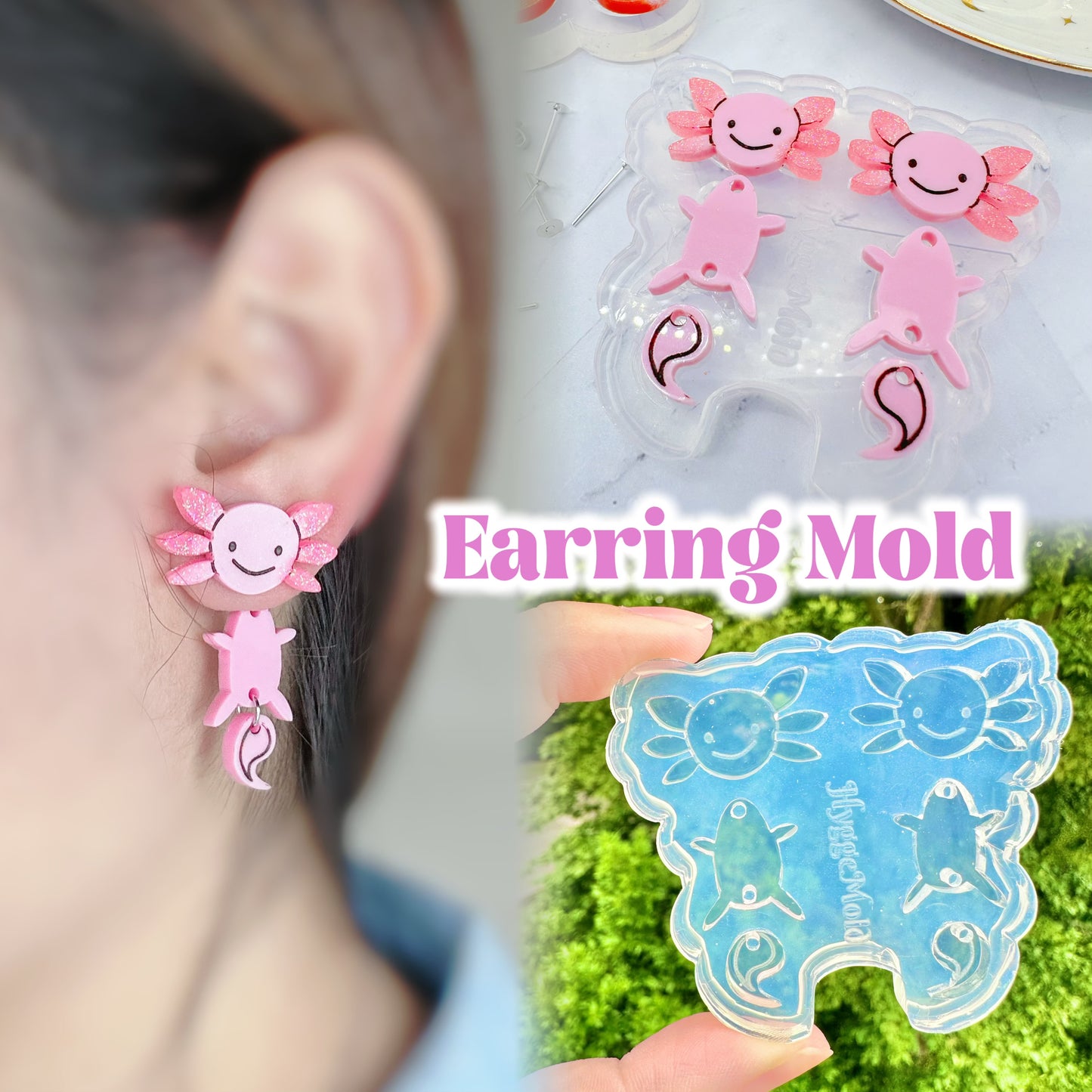 Axolotl Stud and Dangly Charm Earring Mold