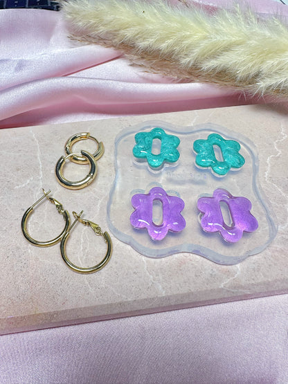 Predomed Retro Flower Oblong Holes Hoop Spinner Earring Mold