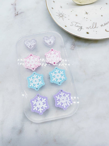 Triple Snowflake Dangle Earring Mold Winter Wonderland