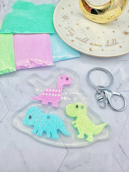 Cute Dino Trio Keychain Palette Mold