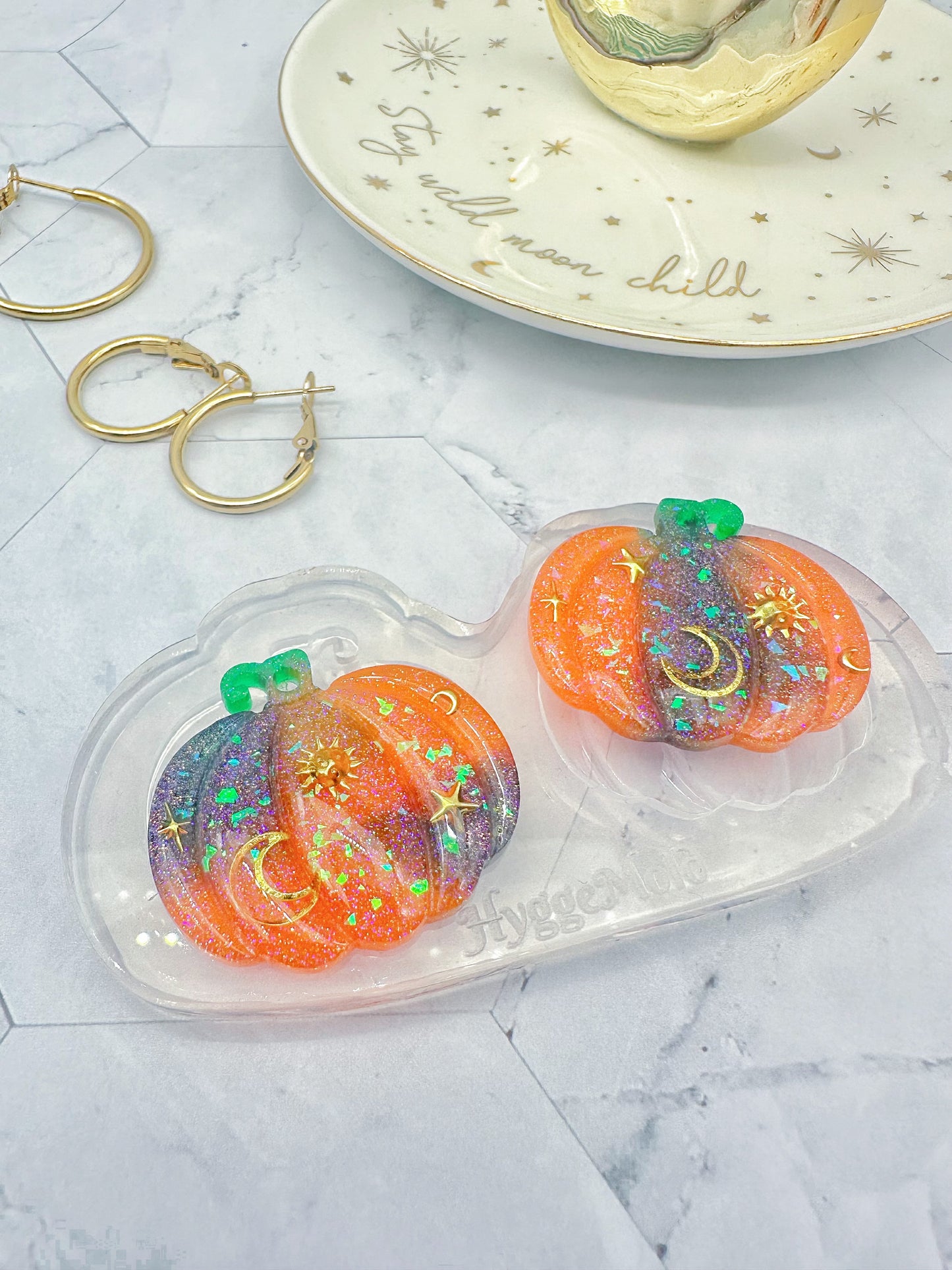 3 cm Predomed Pumpkin Dangly Charm Earring Mold