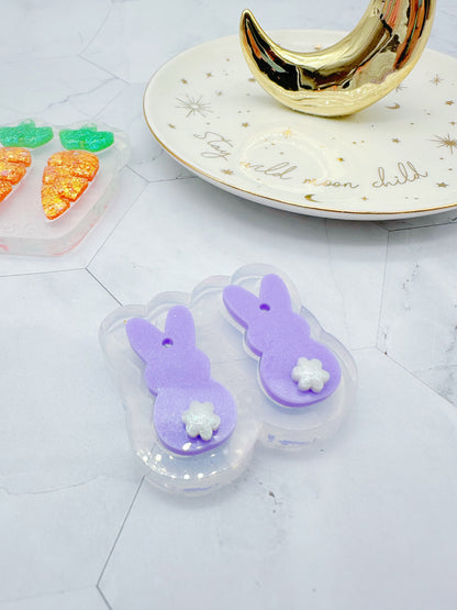 Cotton tail Bunny Dangle Hoop Earring Mold Easter Clear Silicone Mold for resin jewellery