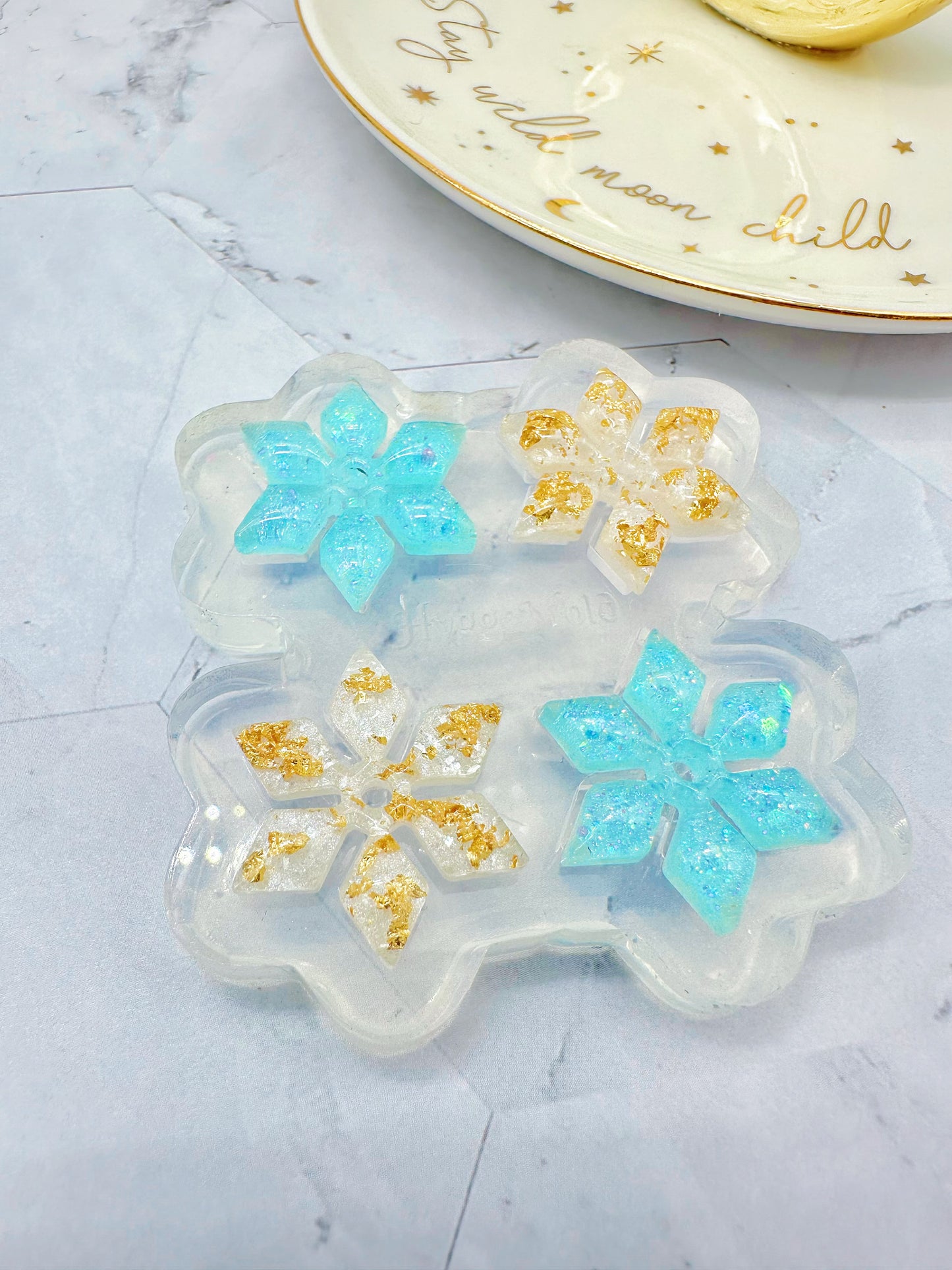 2.4 cm Predomed Snowflake Spinner Hoop Earring Mold Christmas Winter