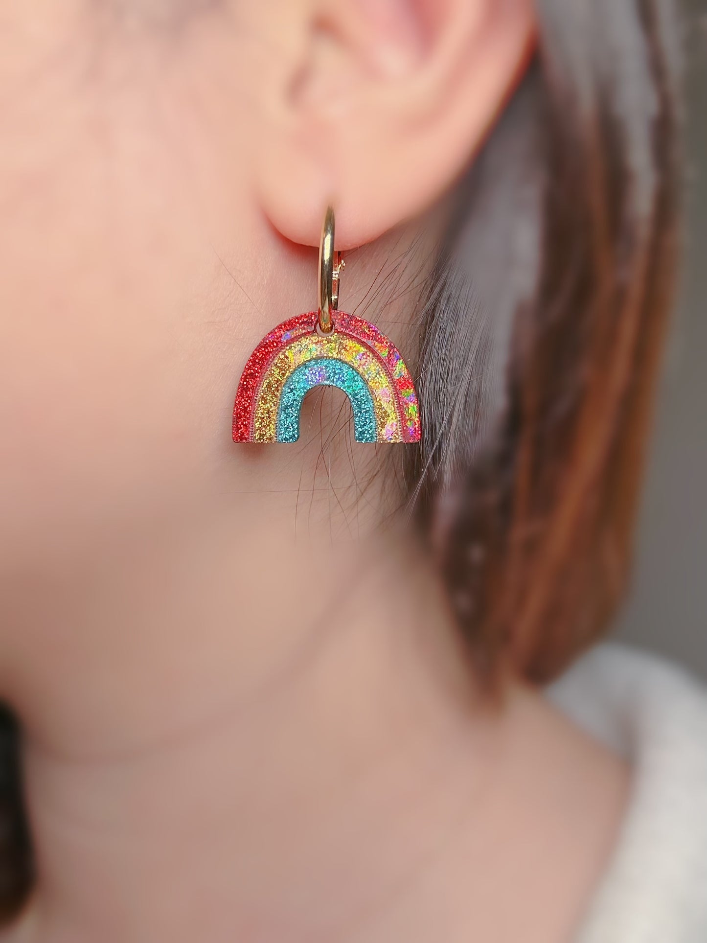 2.8 cm Holographic Rainbow Dangle Earring Mold for Hoop Charms