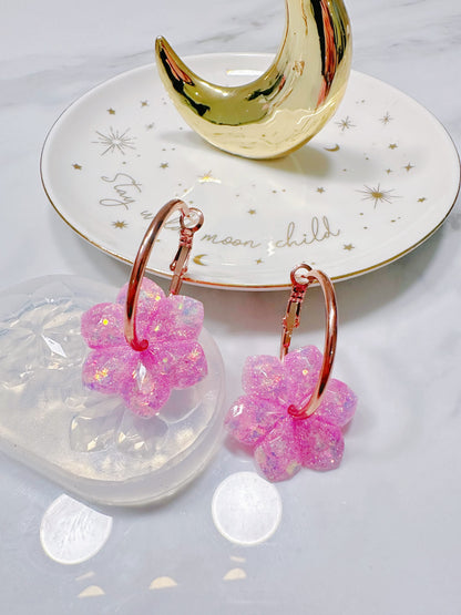 3cm Medium Faceted Flower Hoop Spinner Earring Mold