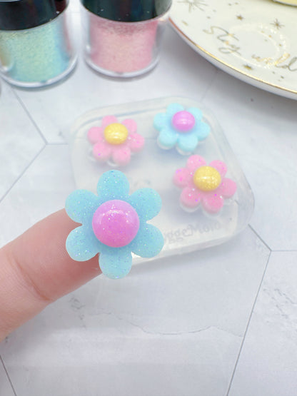 Mini Flower with domed centre Stud Earring Mold