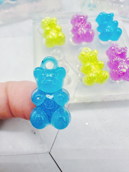 2.2 cm Mini Gummy Bear Dangle Earring Hoop Charm Mold 3D Silicone Mold for Resin