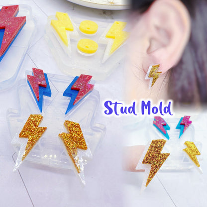 Mini/Medium/Large Layered Lightning Bolt Dangle earring Stud mold