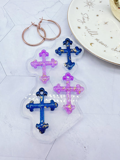 Predomed 3.7cm Budded Cross Hoop Charm Dangle Earring Mold