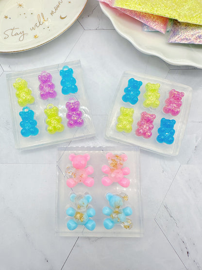 2.2 cm Mini Gummy Bear Dangle Earring Hoop Charm Mold 3D Silicone Mold for Resin