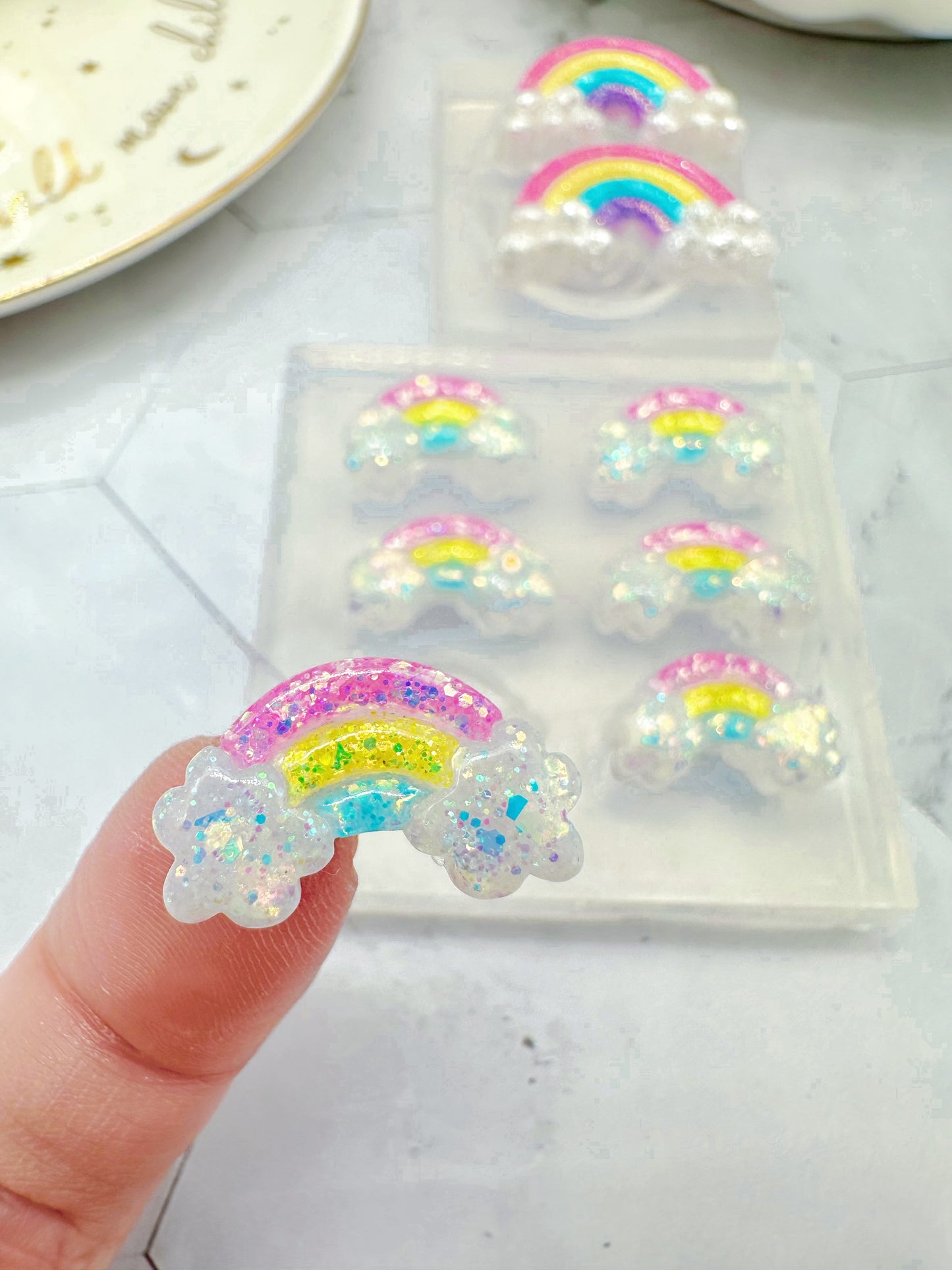 Mini 3D Rainbow and Cloud Stud Earring Mold