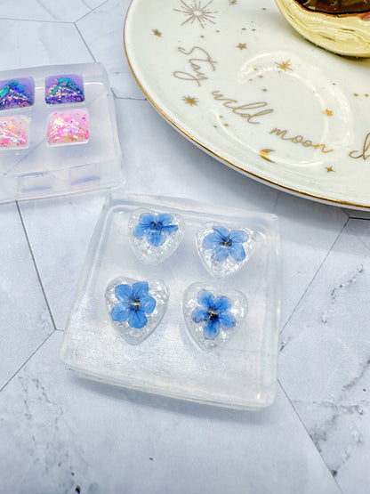 Mini 1.2 cm Domed Glossy Heart stud earring mold