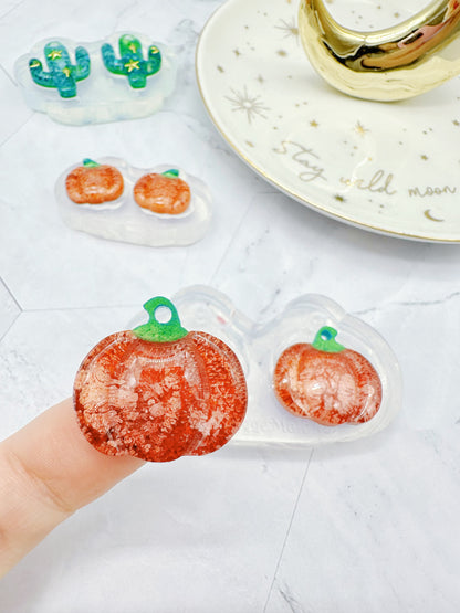 Small Predomed Pumpkin Dangly Charm Earring Mold for Hoops and Hooks