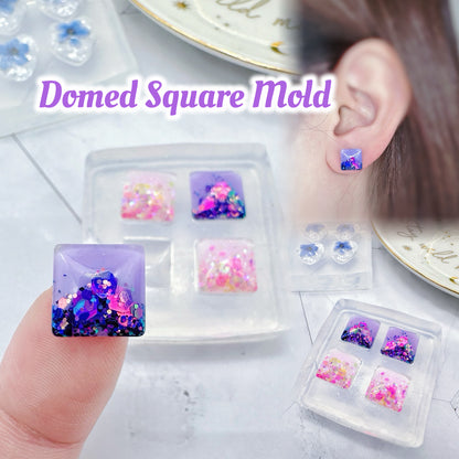 1 cm Dainty Domed Square Stud Earring Mold