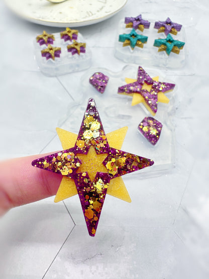 Large Layered Polaris Star Statement Dangle Earring Mold