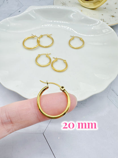 8 Pcs 18/20/22mm Gold 316L Surgical Steel Hoop Earring Findings