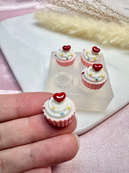 Clear Silicone Mold for Polymer Clay Resin mini Heart Cupcake Muffin Earring Mold