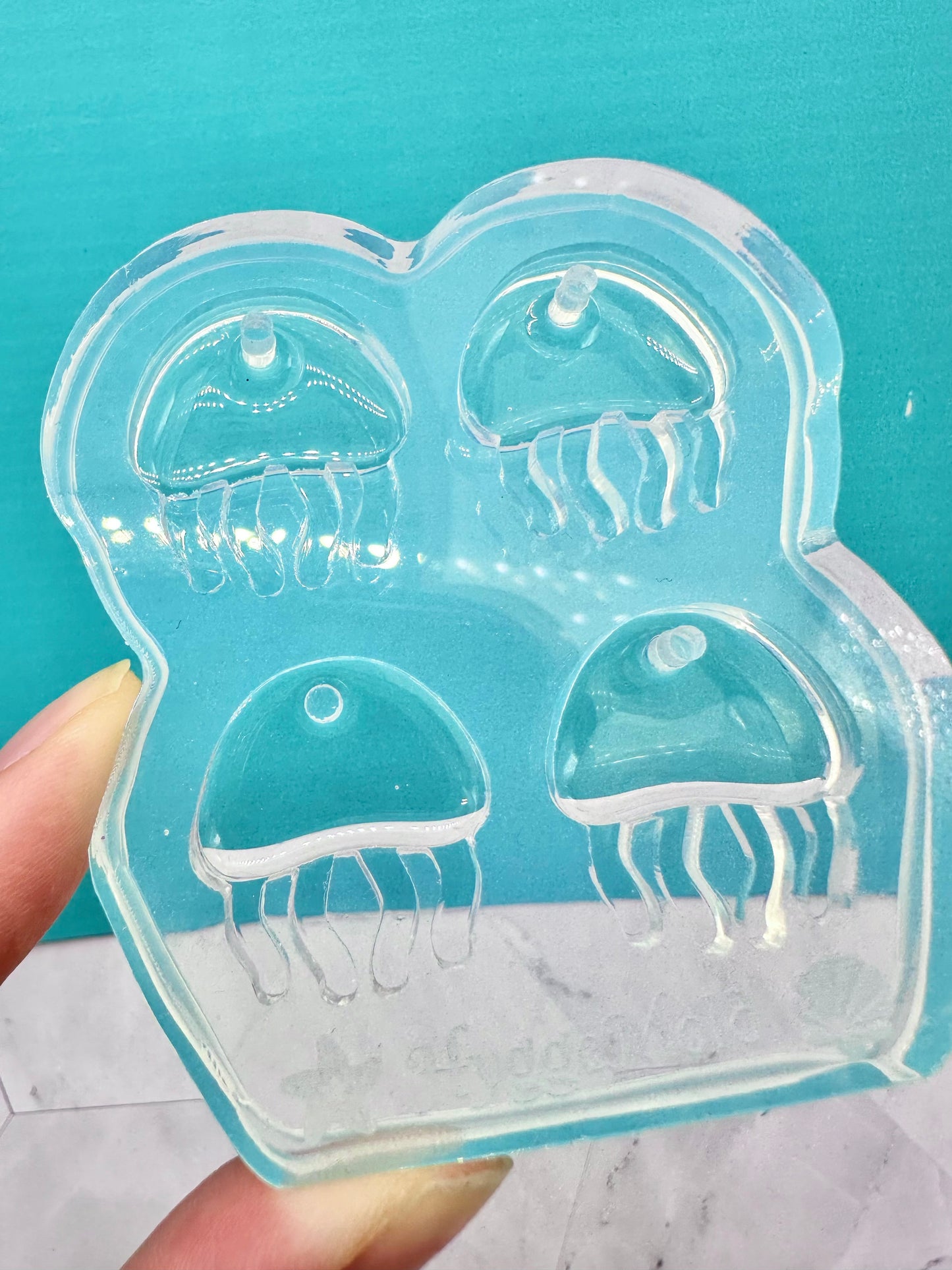 Small Predomed Moon Jellies Jellyfish Ocean Hoop Charm Dangle Earring Mold