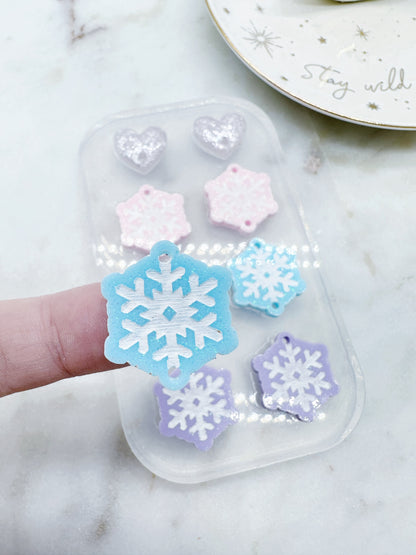 Triple Snowflake Dangle Earring Mold Winter Wonderland