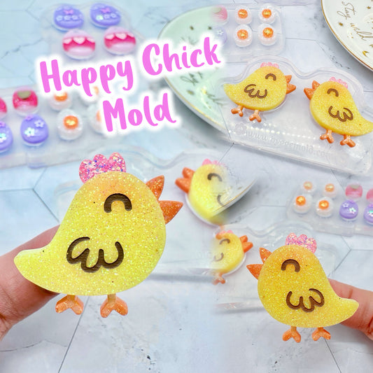 Layered Happy Chick Clear Silicone Mold for Resin Jewellery Brooch Earrings Keychain Earring Mold