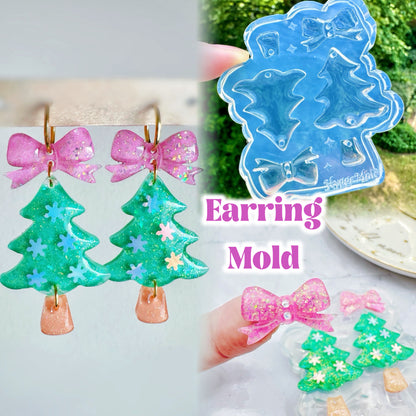 Predomed Ribbon Bow Christmas Tree Dangle Earring Mold