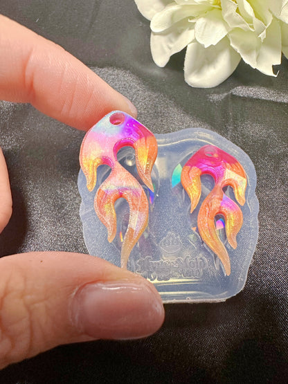 Holographic Flame Dangle Earring Mold for Hoop Charms