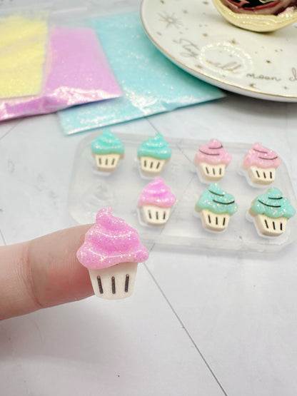 Mini Cupcake Predomed & Engraved Stud Earring Croc Shoe Charm Jibbitz Silicone Mold