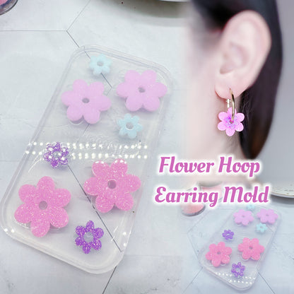 Flower Hoop Earring Silicone Mold for resin