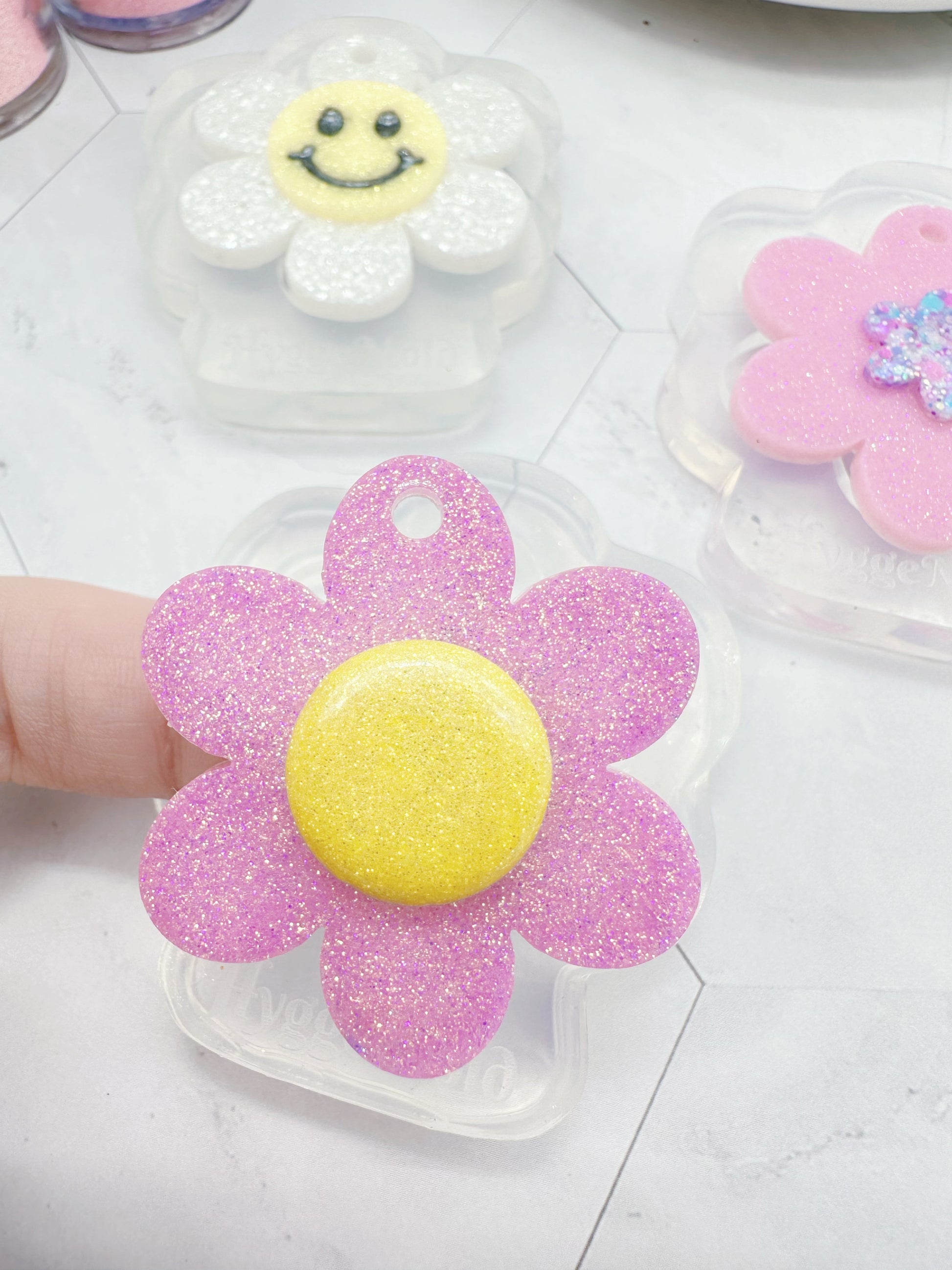 Flower Keychain Silicone Mold for Resin