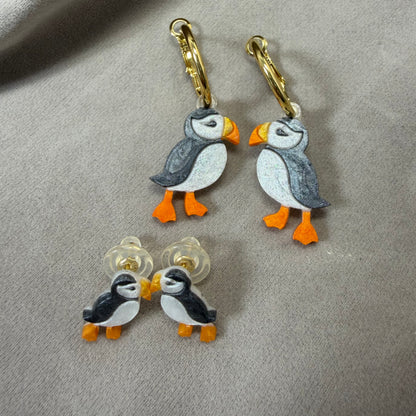 Mini Puffin Studs with gold plated 925 posts